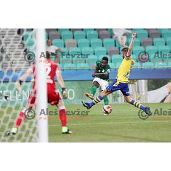 In action during Prva Liga Telemach football match between Olimpija and Koper in Ljubljana, Slovenia on August 15, 2021