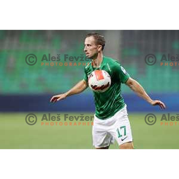 Matic Fink in action during Prva Liga Telemach football match between Olimpija and Koper in Ljubljana, Slovenia on August 15, 2021