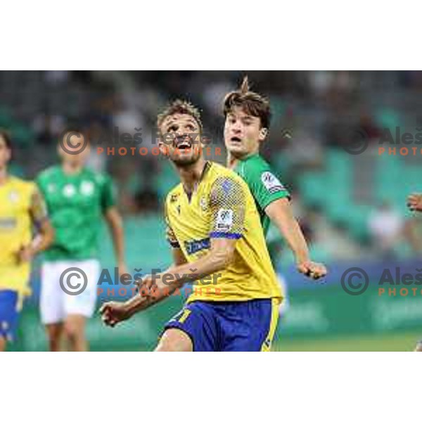 Zan Zuzek in action during Prva Liga Telemach football match between Olimpija and Koper in Ljubljana, Slovenia on August 15, 2021