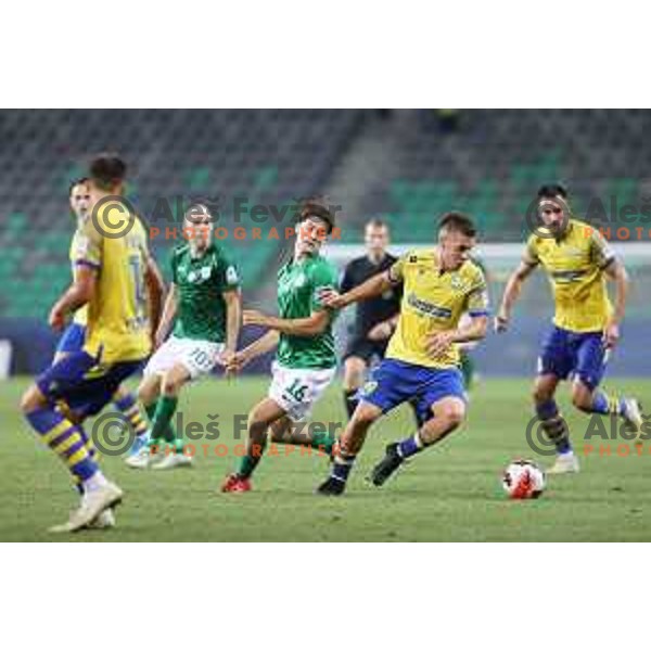 In action during Prva Liga Telemach football match between Olimpija and Koper in Ljubljana, Slovenia on August 15, 2021