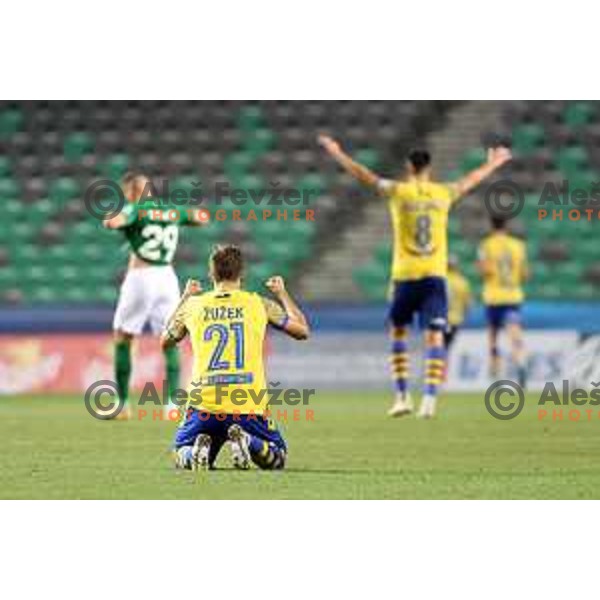 Zan Zuzek in action during Prva Liga Telemach football match between Olimpija and Koper in Ljubljana, Slovenia on August 15, 2021