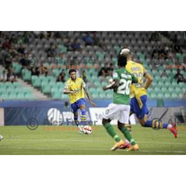 In action during Prva Liga Telemach football match between Olimpija and Koper in Ljubljana, Slovenia on August 15, 2021