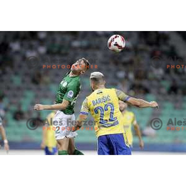 Michael Pavlovic in action during Prva Liga Telemach football match between Olimpija and Koper in Ljubljana, Slovenia on August 15, 2021