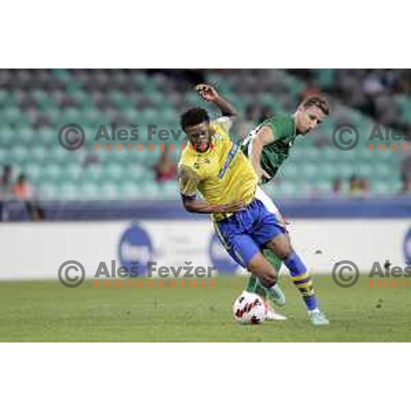 Anthony Parris in action during Prva Liga Telemach football match between Olimpija and Koper in Ljubljana, Slovenia on August 15, 2021