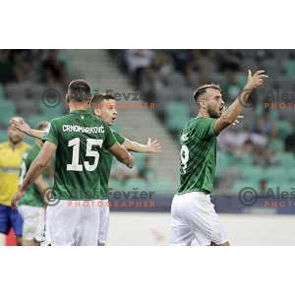 Mustafa Nukic in action during Prva Liga Telemach football match between Olimpija and Koper in Ljubljana, Slovenia on August 15, 2021