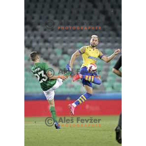 Maks Barisic in action during Prva Liga Telemach football match between Olimpija and Koper in Ljubljana, Slovenia on August 15, 2021