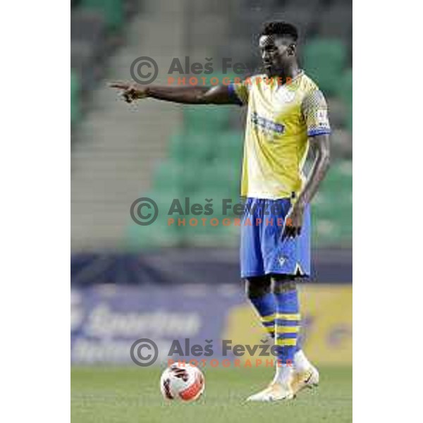 Anthony Parris in action during Prva Liga Telemach football match between Olimpija and Koper in Ljubljana, Slovenia on August 15, 2021