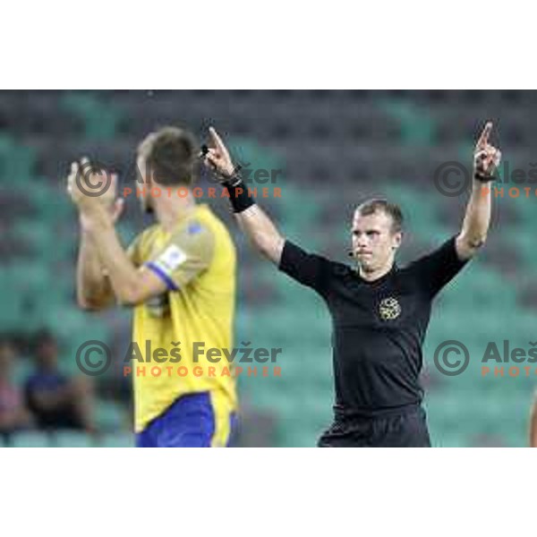 Referee David Smajc in action during Prva Liga Telemach football match between Olimpija and Koper in Ljubljana, Slovenia on August 15, 2021