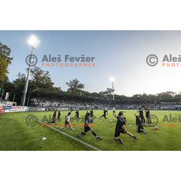 Players of Mura warming up prior to UEFA Europa League play-offs football match between Mura and Sturm Graz in Mestni stadion Fazanerija, Murska Sobota, Slovenia on August 19, 2021