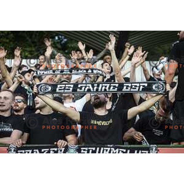 Sturm Graz supporters during UEFA Europa League play-offs football match between Mura and Sturm Graz in Mestni stadion Fazanerija, Murska Sobota, Slovenia on August 19, 2021