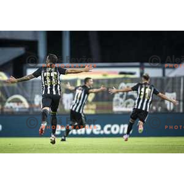 in action during UEFA Europa League play-offs football match between Mura and Sturm Graz in Mestni stadion Fazanerija, Murska Sobota, Slovenia on August 19, 2021