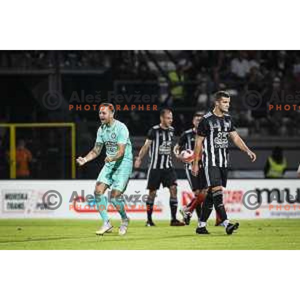 in action during UEFA Europa League play-offs football match between Mura and Sturm Graz in Mestni stadion Fazanerija, Murska Sobota, Slovenia on August 19, 2021