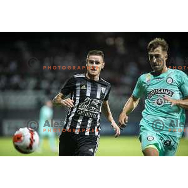 Luka Bobicanec in action during UEFA Europa League play-offs football match between Mura and Sturm Graz in Mestni stadion Fazanerija, Murska Sobota, Slovenia on August 19, 2021