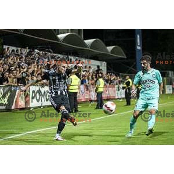 in action during UEFA Europa League play-offs football match between Mura and Sturm Graz in Mestni stadion Fazanerija, Murska Sobota, Slovenia on August 19, 2021