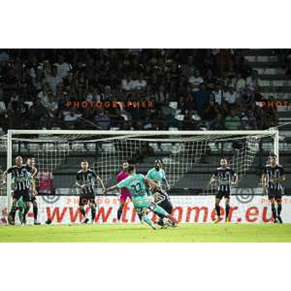 in action during UEFA Europa League play-offs football match between Mura and Sturm Graz in Mestni stadion Fazanerija, Murska Sobota, Slovenia on August 19, 2021