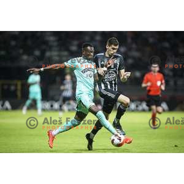 in action during UEFA Europa League play-offs football match between Mura and Sturm Graz in Mestni stadion Fazanerija, Murska Sobota, Slovenia on August 19, 2021