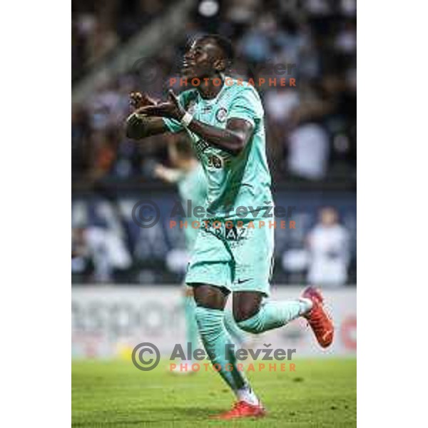 Kelvin Yeboah celebrating during UEFA Europa League play-offs football match between Mura and Sturm Graz in Mestni stadion Fazanerija, Murska Sobota, Slovenia on August 19, 2021