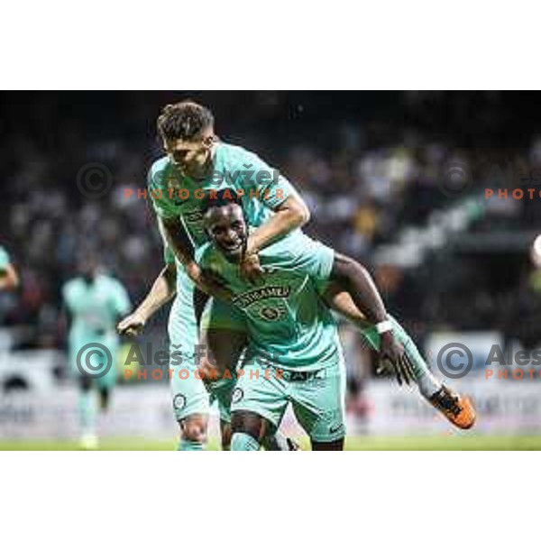 Kelvin Yeboah celebrating during UEFA Europa League play-offs football match between Mura and Sturm Graz in Mestni stadion Fazanerija, Murska Sobota, Slovenia on August 19, 2021