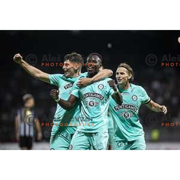 Kelvin Yeboah celebrating during UEFA Europa League play-offs football match between Mura and Sturm Graz in Mestni stadion Fazanerija, Murska Sobota, Slovenia on August 19, 2021
