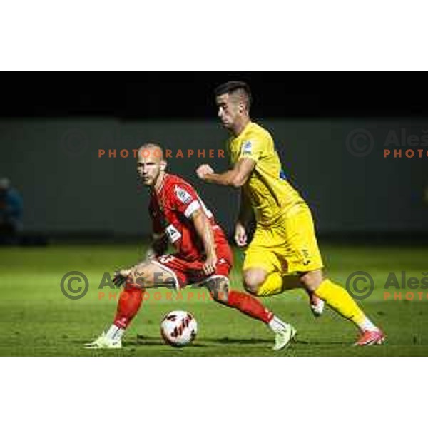 Aljaz Krefl in action during Prva liga Telemach football match between Aluminij and Domzale in Sportni park Kidricevo, Kidricevo, Slovenia on August 20, 2021