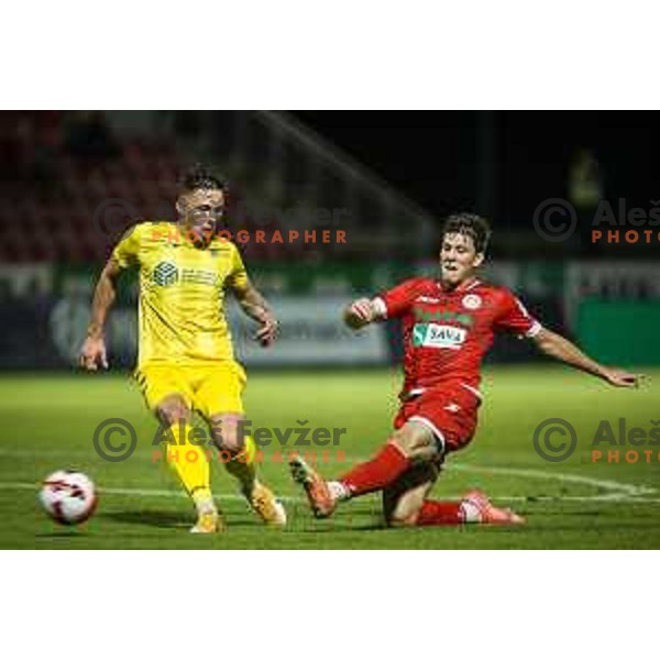 in action during Prva liga Telemach football match between Aluminij and Domzale in Sportni park Kidricevo, Kidricevo, Slovenia on August 20, 2021