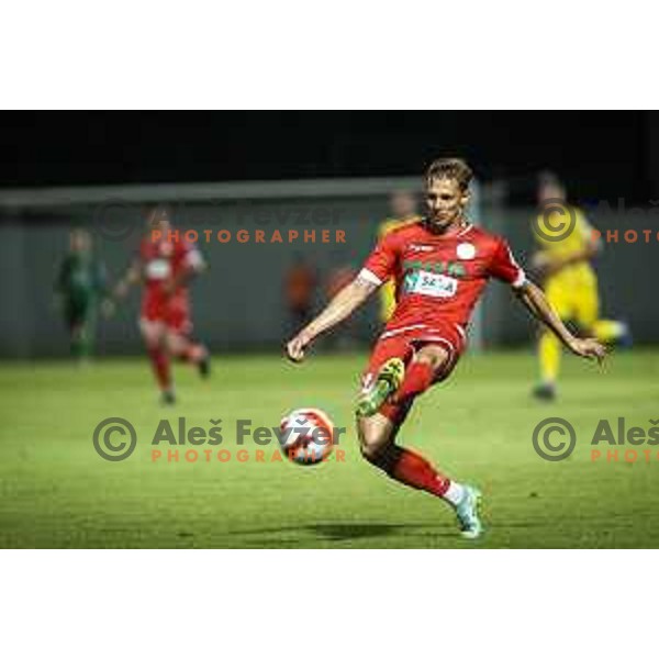 in action during Prva liga Telemach football match between Aluminij and Domzale in Sportni park Kidricevo, Kidricevo, Slovenia on August 20, 2021