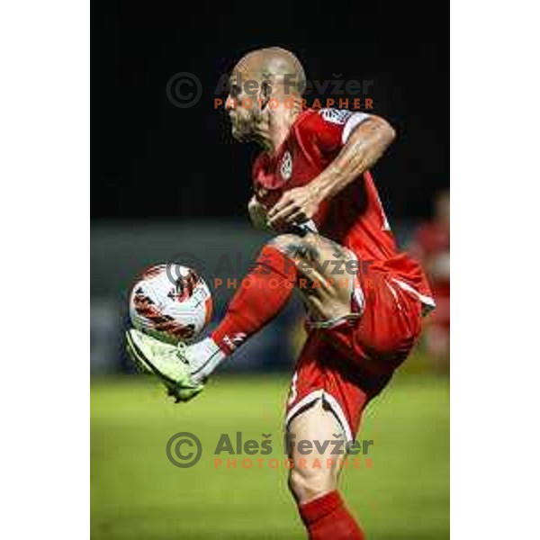 Aljaz Krefl in action during Prva liga Telemach football match between Aluminij and Domzale in Sportni park Kidricevo, Kidricevo, Slovenia on August 20, 2021