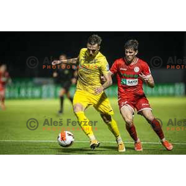 in action during Prva liga Telemach football match between Aluminij and Domzale in Sportni park Kidricevo, Kidricevo, Slovenia on August 20, 2021