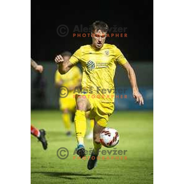 in action during Prva liga Telemach football match between Aluminij and Domzale in Sportni park Kidricevo, Kidricevo, Slovenia on August 20, 2021
