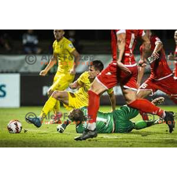 Luka Janzekovic in action during Prva liga Telemach football match between Aluminij and Domzale in Sportni park Kidricevo, Kidricevo, Slovenia on August 20, 2021