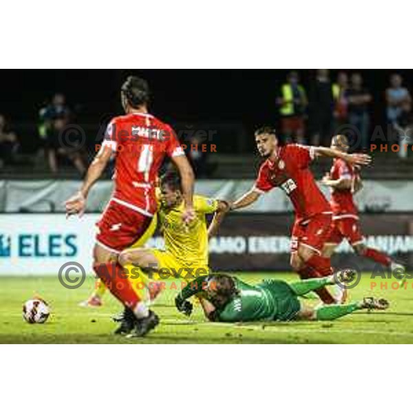 Luka Janzekovic in action during Prva liga Telemach football match between Aluminij and Domzale in Sportni park Kidricevo, Kidricevo, Slovenia on August 20, 2021