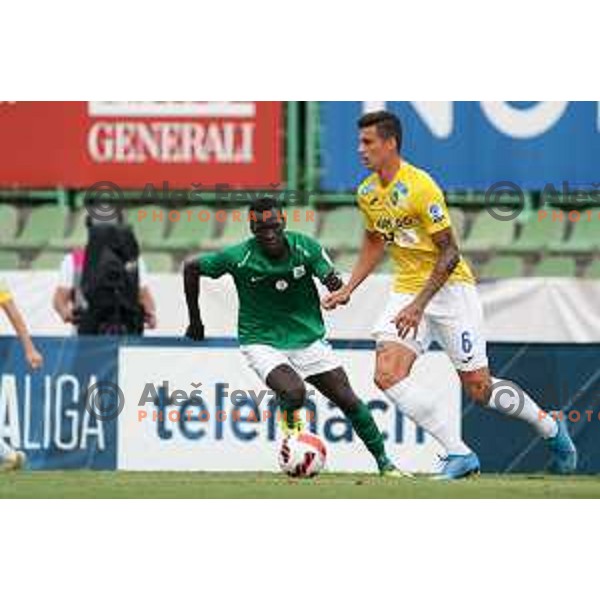In action during Prva Liga Telemach football match between Bravo and Olimpija in Ljubljana, Slovenia on August 22, 2021