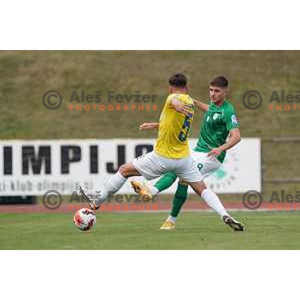 In action during Prva Liga Telemach football match between Bravo and Olimpija in Ljubljana, Slovenia on August 22, 2021