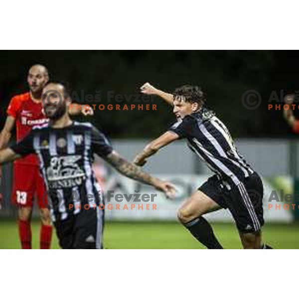 Kai Cipot celebrating during Prva liga Telemach football match between Mura and Celje in Fazanerija, Murska Sobota, Slovenia on August 22, 2021