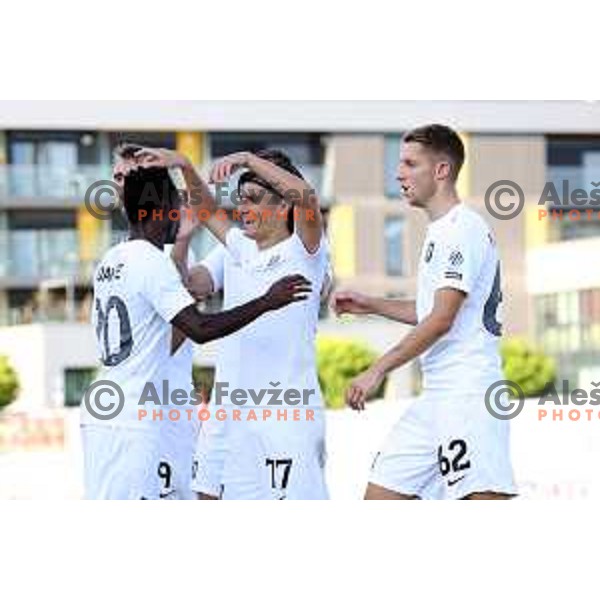 In action during Prva Liga Telemach football match between Domzale and Olimpija in Domzale, Slovenia on August 25, 2021