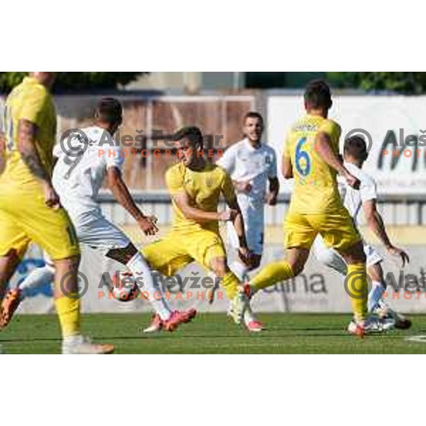 In action during Prva Liga Telemach football match between Domzale and Olimpija in Domzale, Slovenia on August 25, 2021