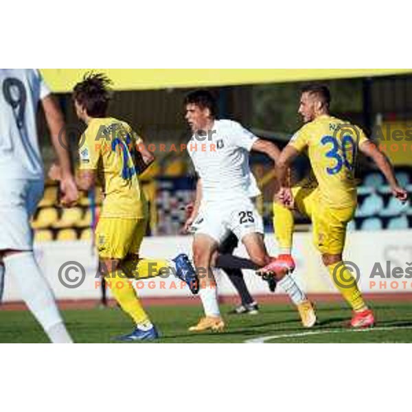 In action during Prva Liga Telemach football match between Domzale and Olimpija in Domzale, Slovenia on August 25, 2021
