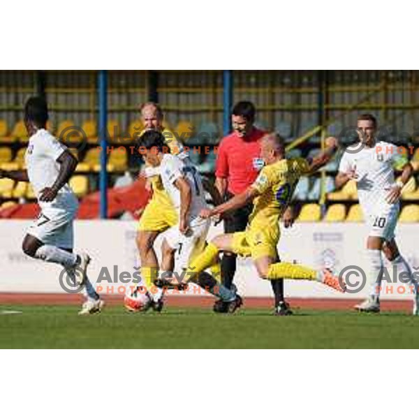 In action during Prva Liga Telemach football match between Domzale and Olimpija in Domzale, Slovenia on August 25, 2021