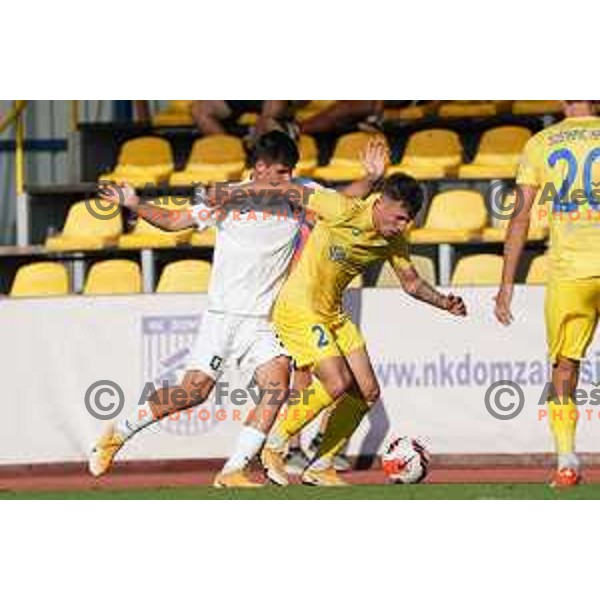 In action during Prva Liga Telemach football match between Domzale and Olimpija in Domzale, Slovenia on August 25, 2021