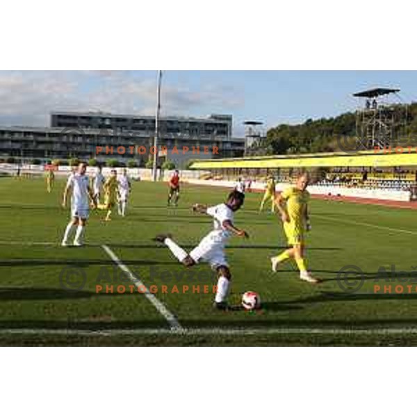 In action during Prva Liga Telemach football match between Domzale and Olimpija in Domzale, Slovenia on August 25, 2021