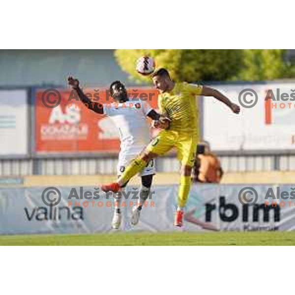 In action during Prva Liga Telemach football match between Domzale and Olimpija in Domzale, Slovenia on August 25, 2021