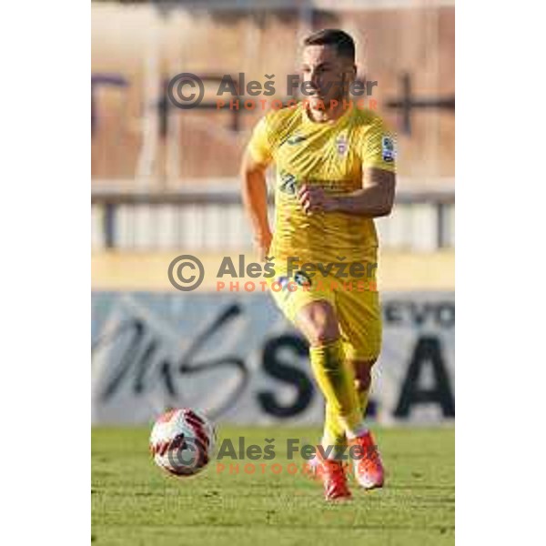 In action during Prva Liga Telemach football match between Domzale and Olimpija in Domzale, Slovenia on August 25, 2021