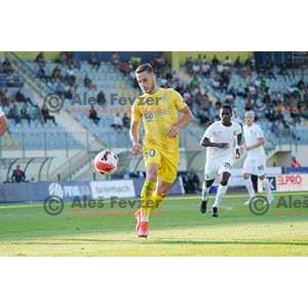 In action during Prva Liga Telemach football match between Domzale and Olimpija in Domzale, Slovenia on August 25, 2021