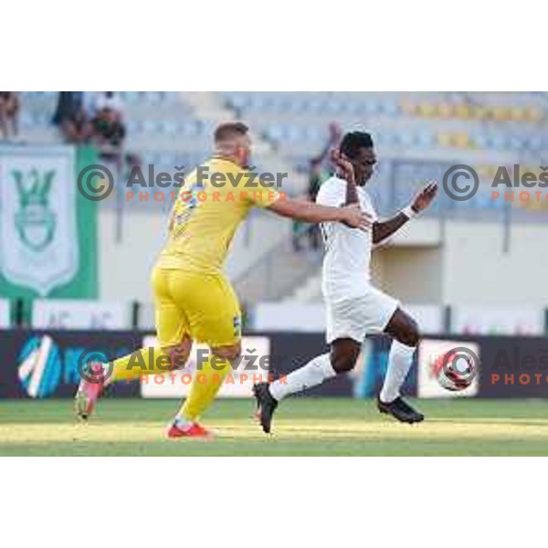 In action during Prva Liga Telemach football match between Domzale and Olimpija in Domzale, Slovenia on August 25, 2021