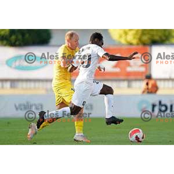 In action during Prva Liga Telemach football match between Domzale and Olimpija in Domzale, Slovenia on August 25, 2021