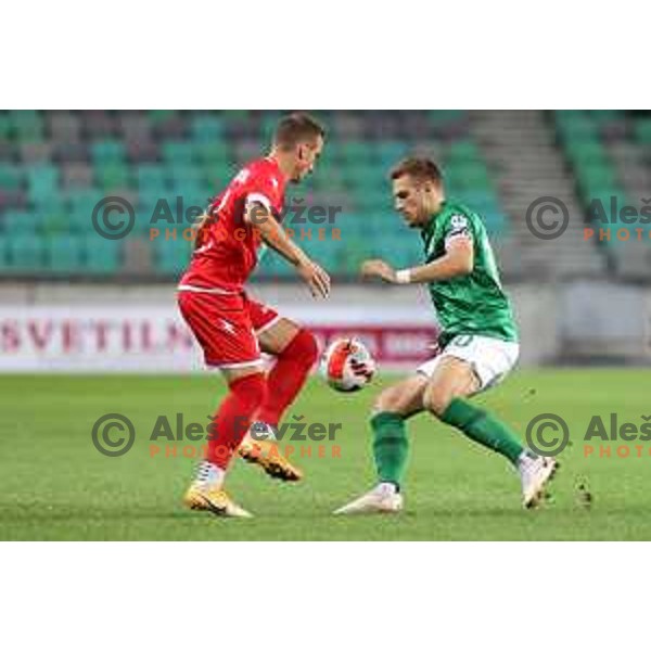 In action during Prva Liga Telemach football match between Olimpija and Aluminij in SRC Stozice, Ljubljana, Slovenia on August 29, 2021