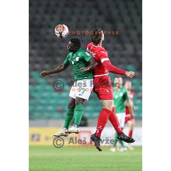 In action during Prva Liga Telemach football match between Olimpija and Aluminij in SRC Stozice, Ljubljana, Slovenia on August 29, 2021