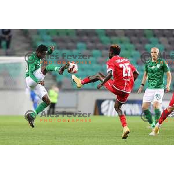 In action during Prva Liga Telemach football match between Olimpija and Aluminij in SRC Stozice, Ljubljana, Slovenia on August 29, 2021