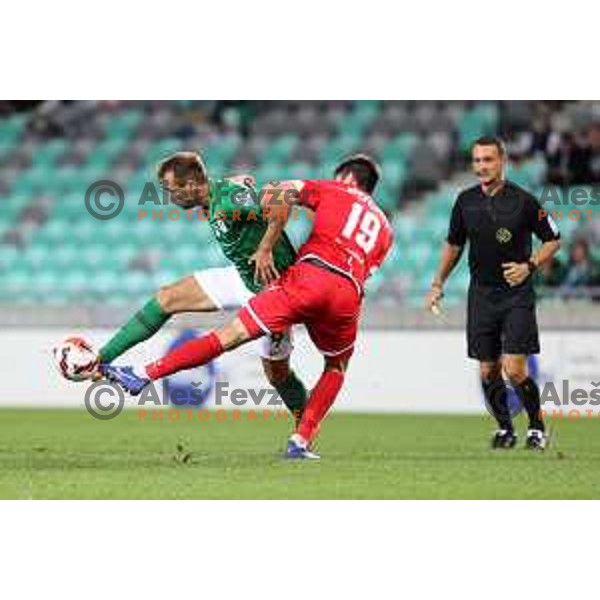 In action during Prva Liga Telemach football match between Olimpija and Aluminij in SRC Stozice, Ljubljana, Slovenia on August 29, 2021