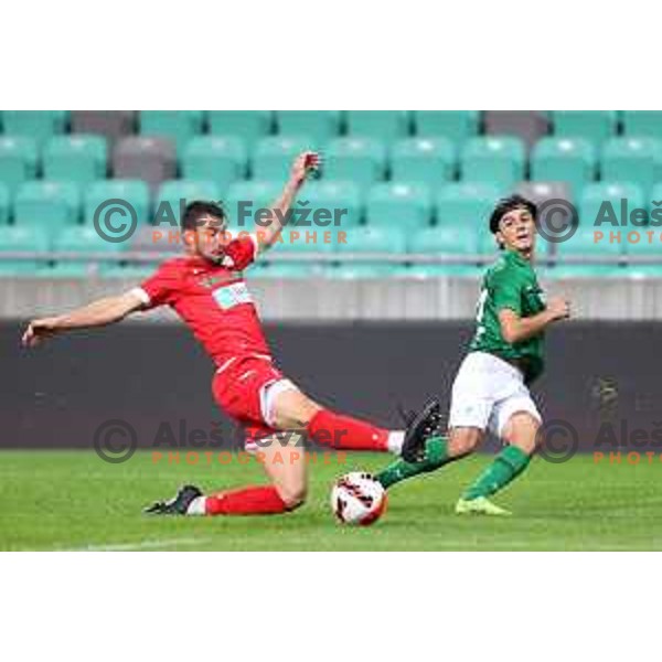 In action during Prva Liga Telemach football match between Olimpija and Aluminij in SRC Stozice, Ljubljana, Slovenia on August 29, 2021
